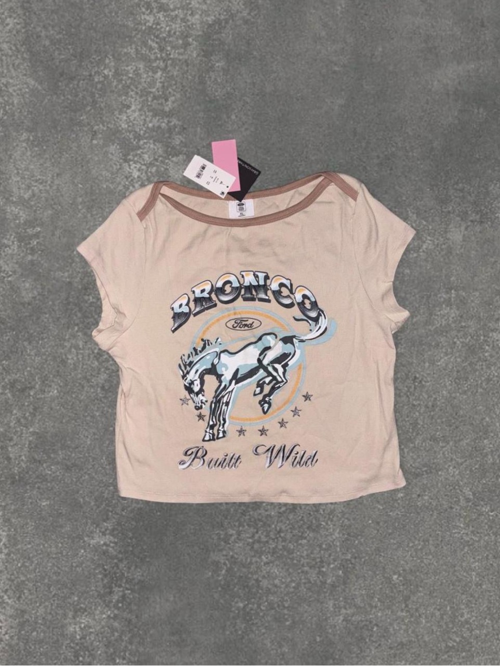 Ford Beige Bronco Women’s Graphic Tee with Brown Trim